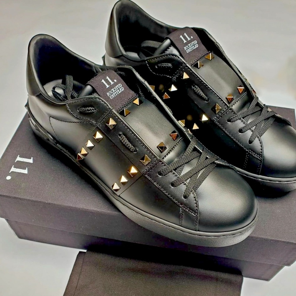 New with box. Valentino leather stud sneakers.